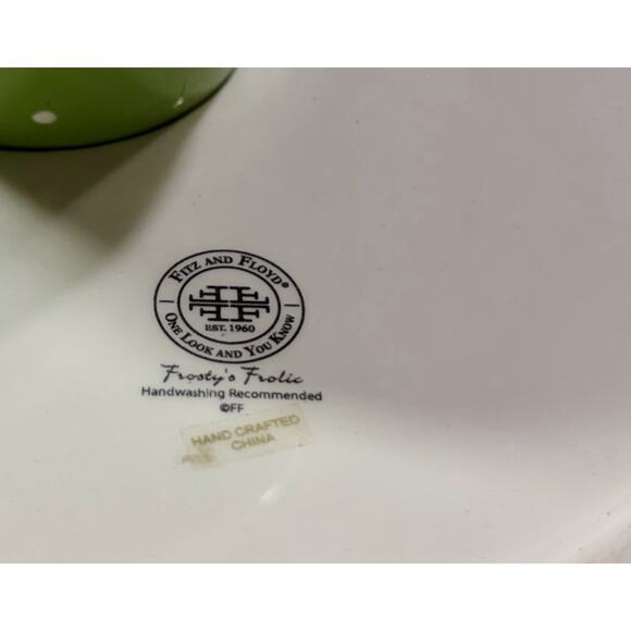 2011 Fitz And Floyd Christmas Frosty's Frolic Footed Cake Plate Chip Dip Snowman - Picture 6 of 7